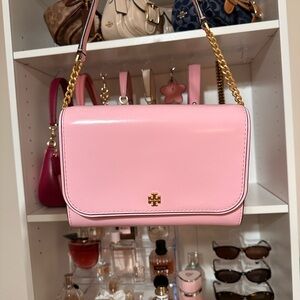 Tory Burch Light Pink Crossbody Bag with Gold Chain